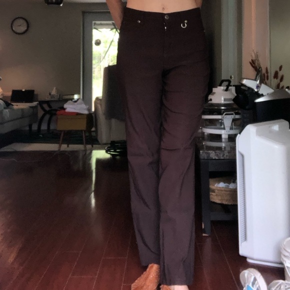 Simon Chang straight leg stretch trousers size  8 Brown - Picture 3 of 12